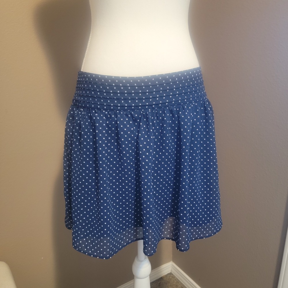 Olsenboye Women's Blue Polka Dot Lined Short Skirt, Junior Size 9